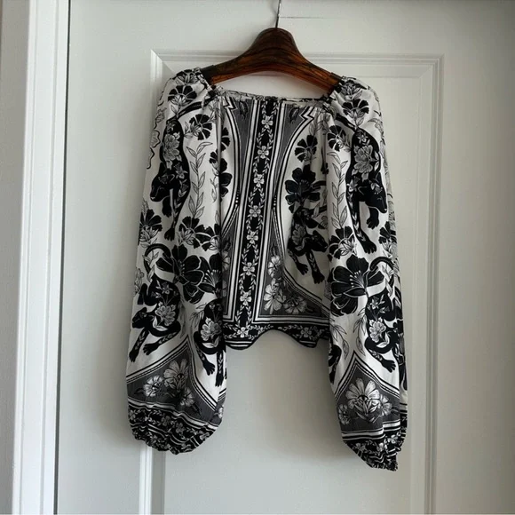 Farm Rio Off-White Flower Leopards Long Sleeve Blouse - Picture 4 of 8